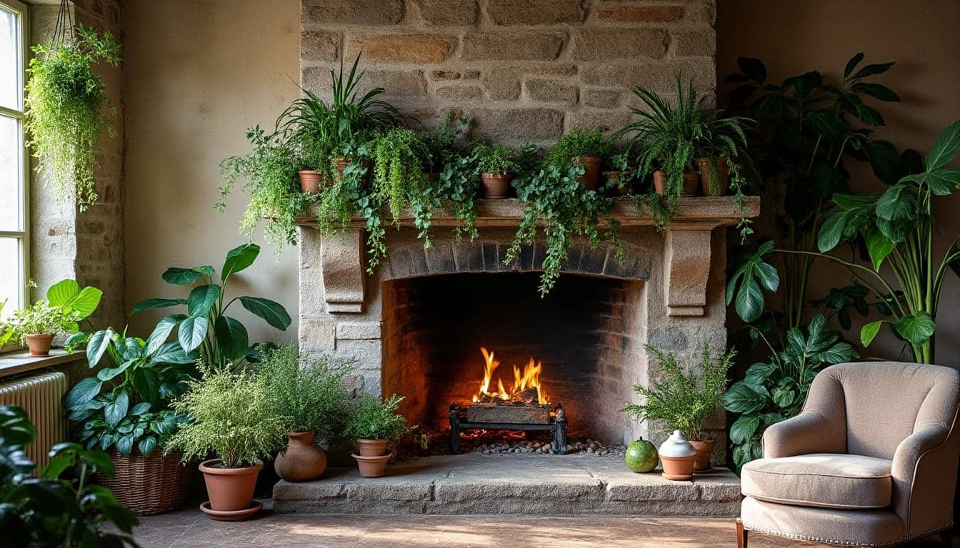 Idées pour intégrer un cadre végétal à votre cheminée décoration