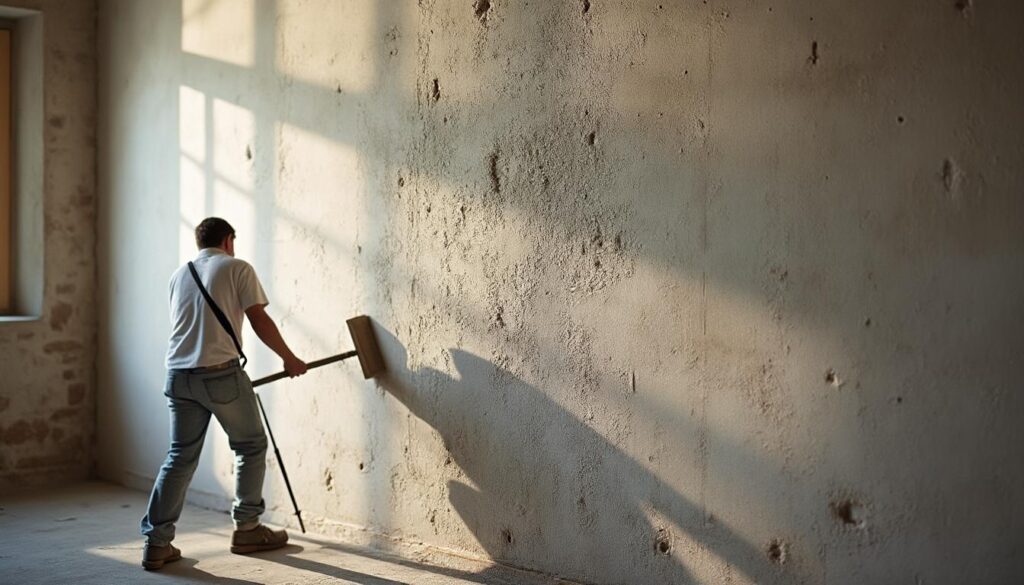 Préparation des murs à l’enduit avant la pose de plâtre