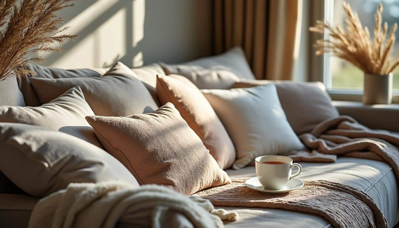 Bien associer les matières textiles des coussins pour sublimer le canapé