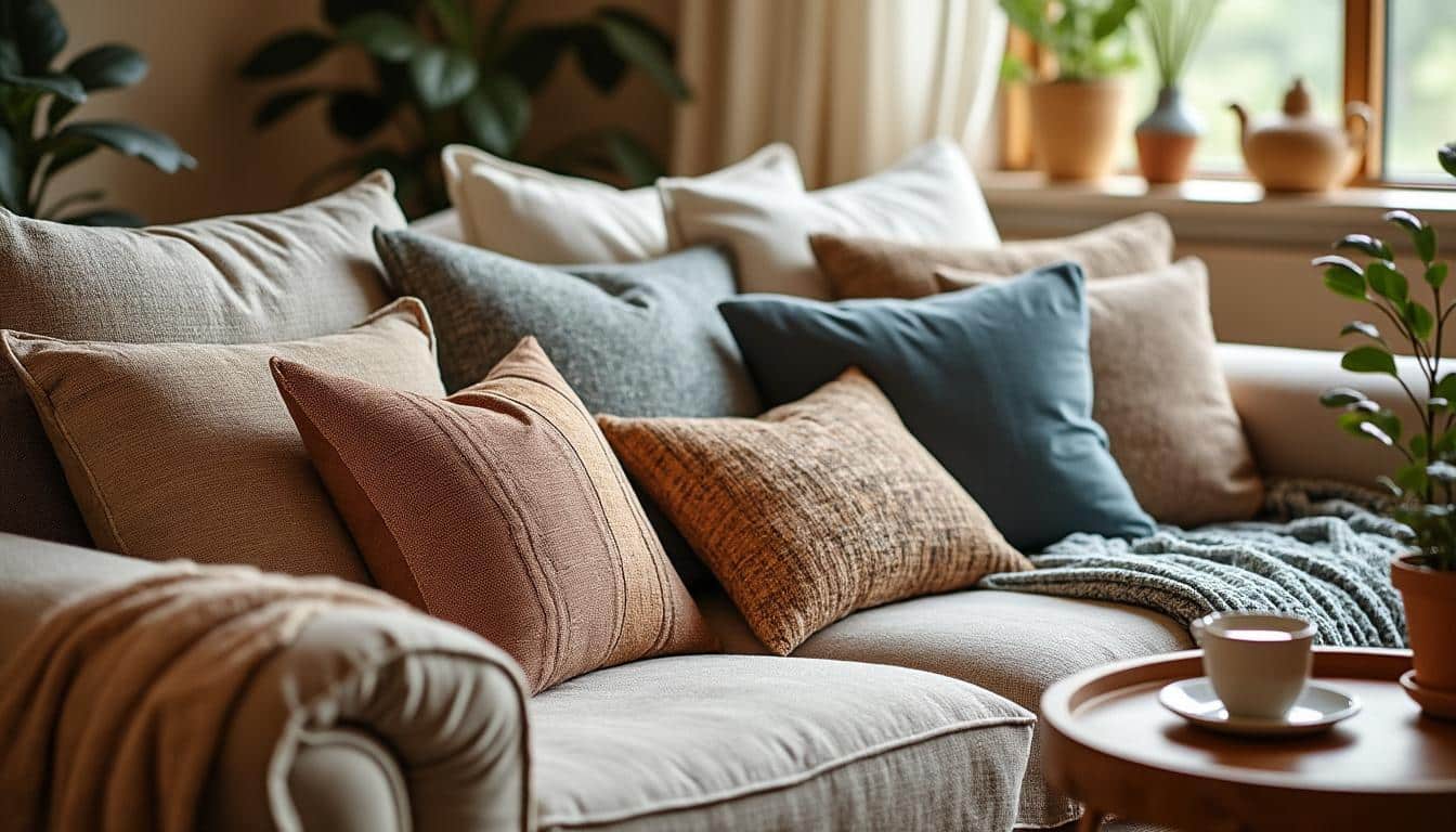 Idées pour adopter un style bohème chic avec des coussins sur son canapé