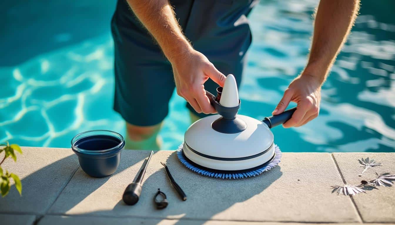 Remplacer la cartouche du filtre skimmer dans une piscine de maison