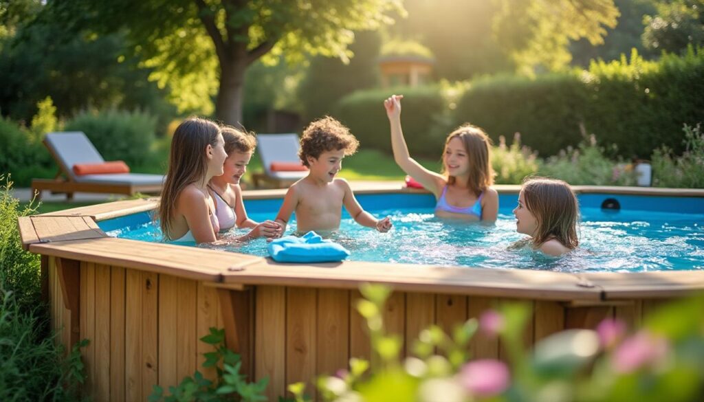 Piscine hors sol en bois semi enterrée : charme et installation facile